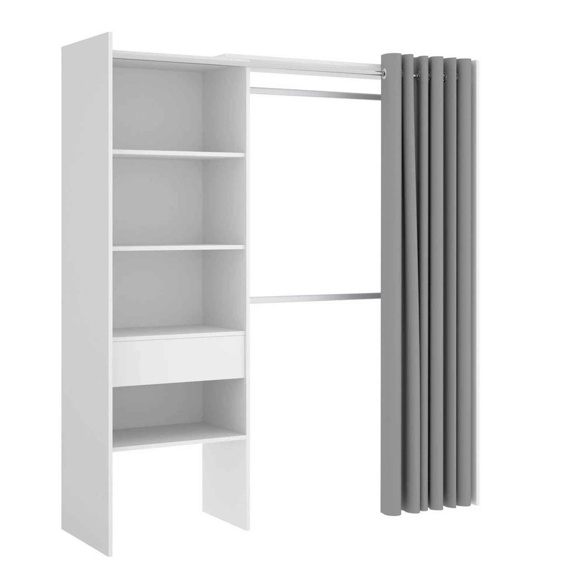 Guardaroba Arim, 160x50h205 cm, Bianco e Grigio<Dmora Cheap
