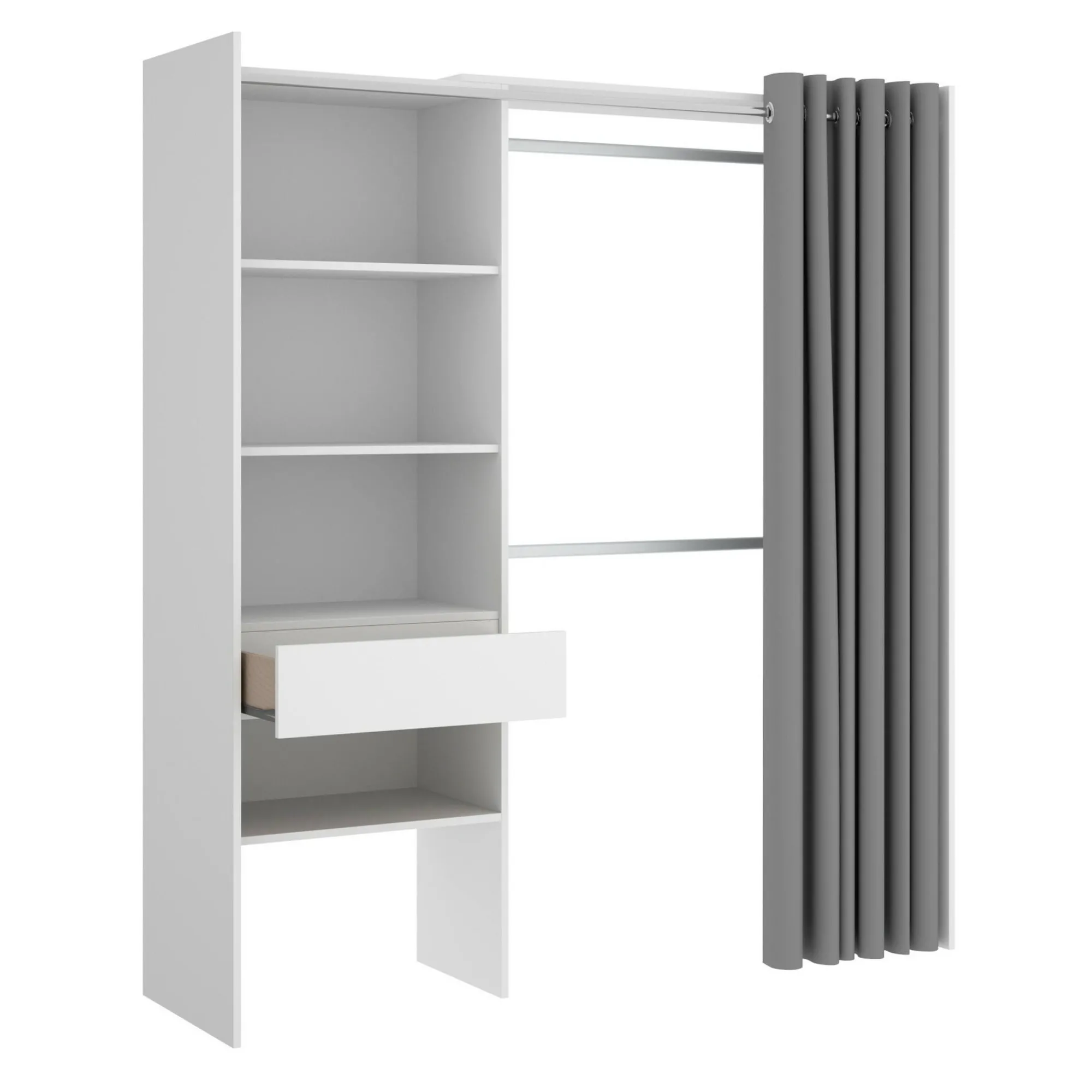Guardaroba Arim, 160x50h205 cm, Bianco e Grigio<Dmora Cheap