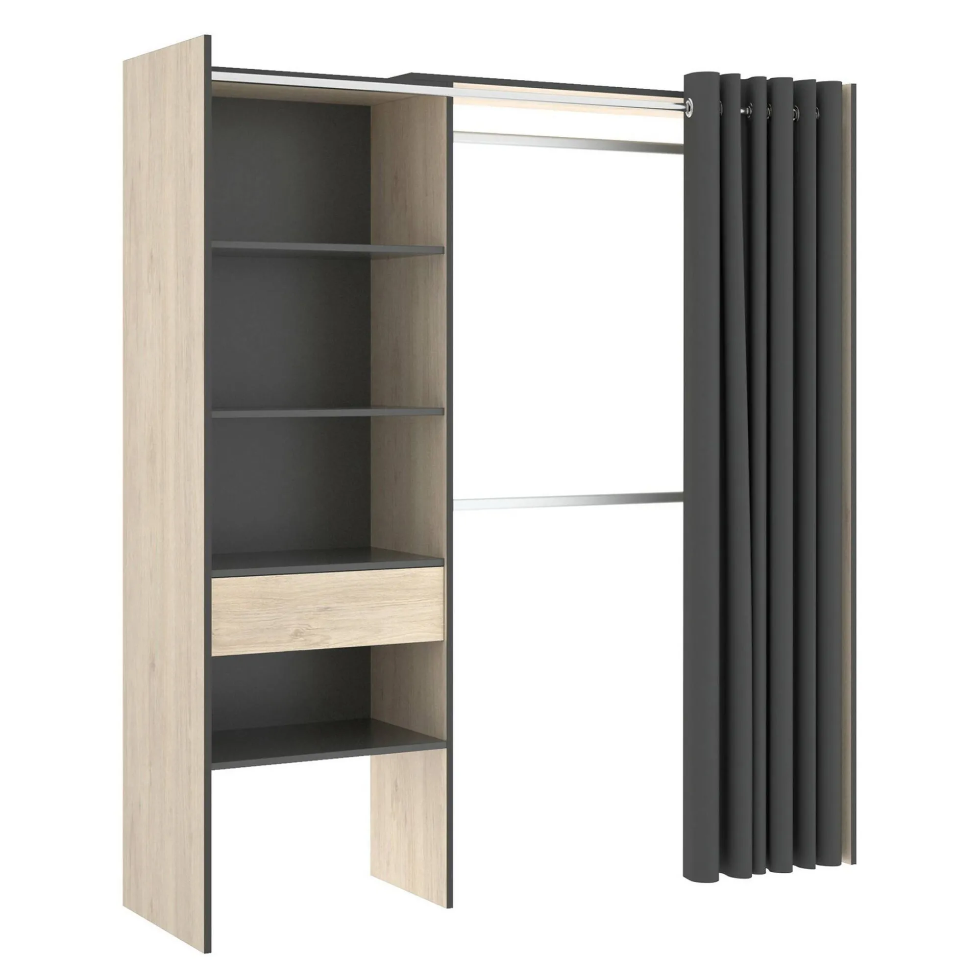 Guardaroba Arim, 160x50h205 cm, Rovere e Antracite<Dmora Cheap