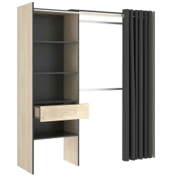 Guardaroba Arim, 160x50h205 cm, Rovere e Antracite<Dmora Cheap
