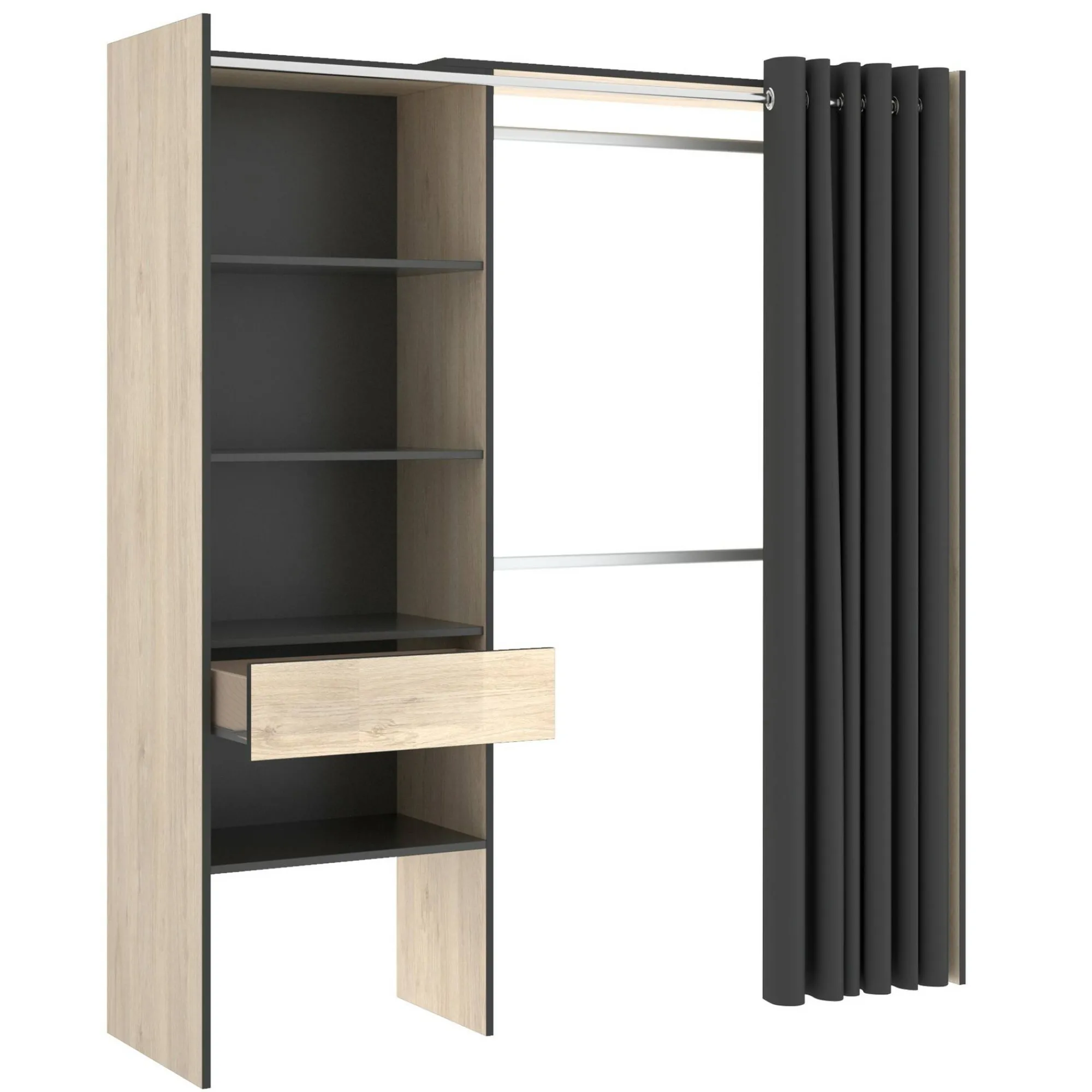 Guardaroba Arim, 160x50h205 cm, Rovere e Antracite<Dmora Cheap