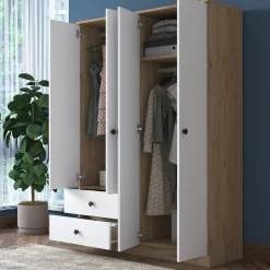 Guardaroba grande Acanto, 120x43 h170 cm, Noce e Bianco<Dmora Best