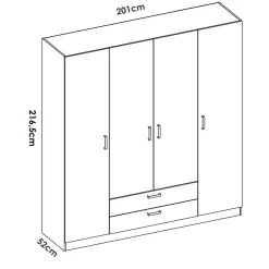 Guardaroba grande Colin, 200x52 h215 cm,<Dmora Online