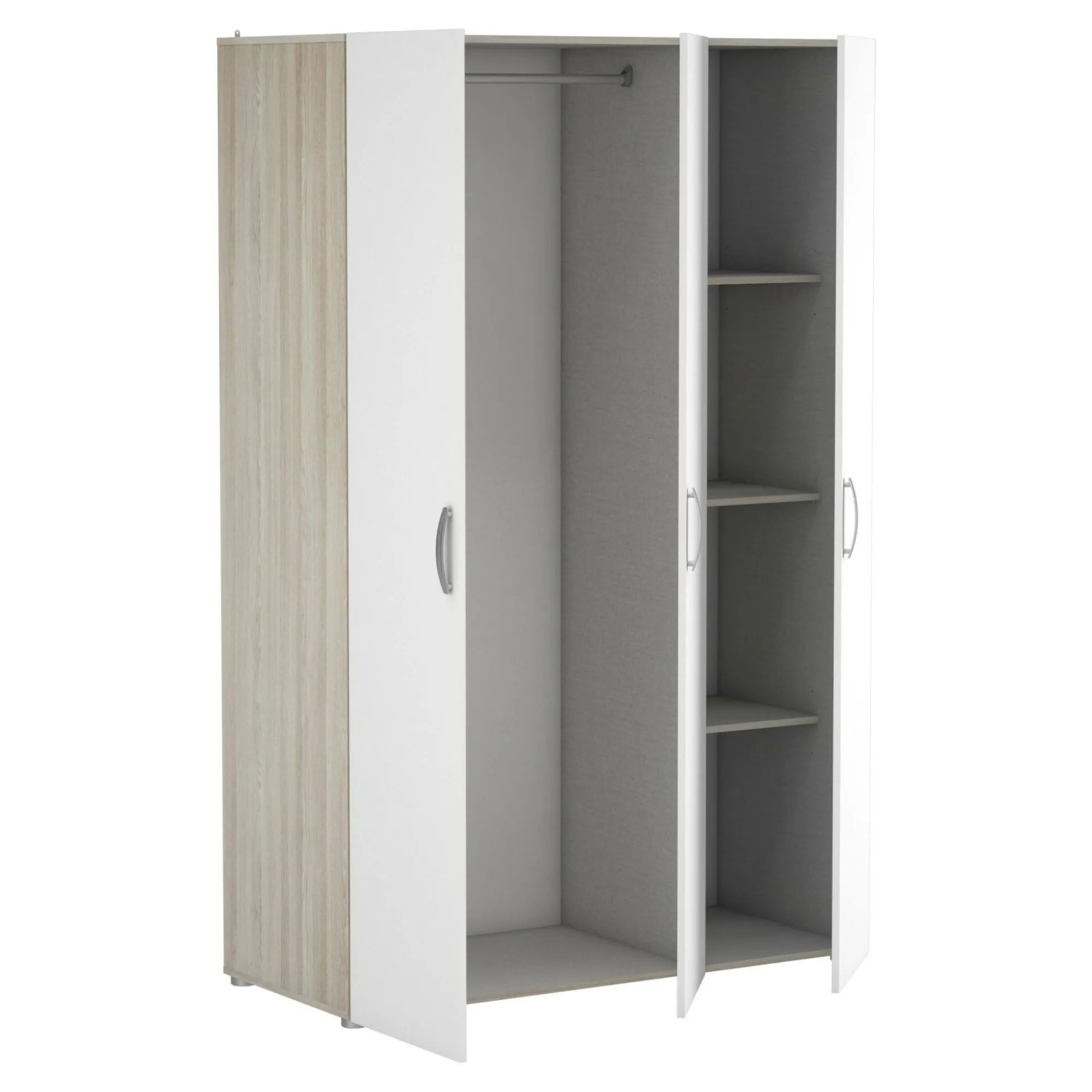 Guardaroba grande Dania, 119x51 h185 cm, Rovere e Bianco opaco<Dmora Store