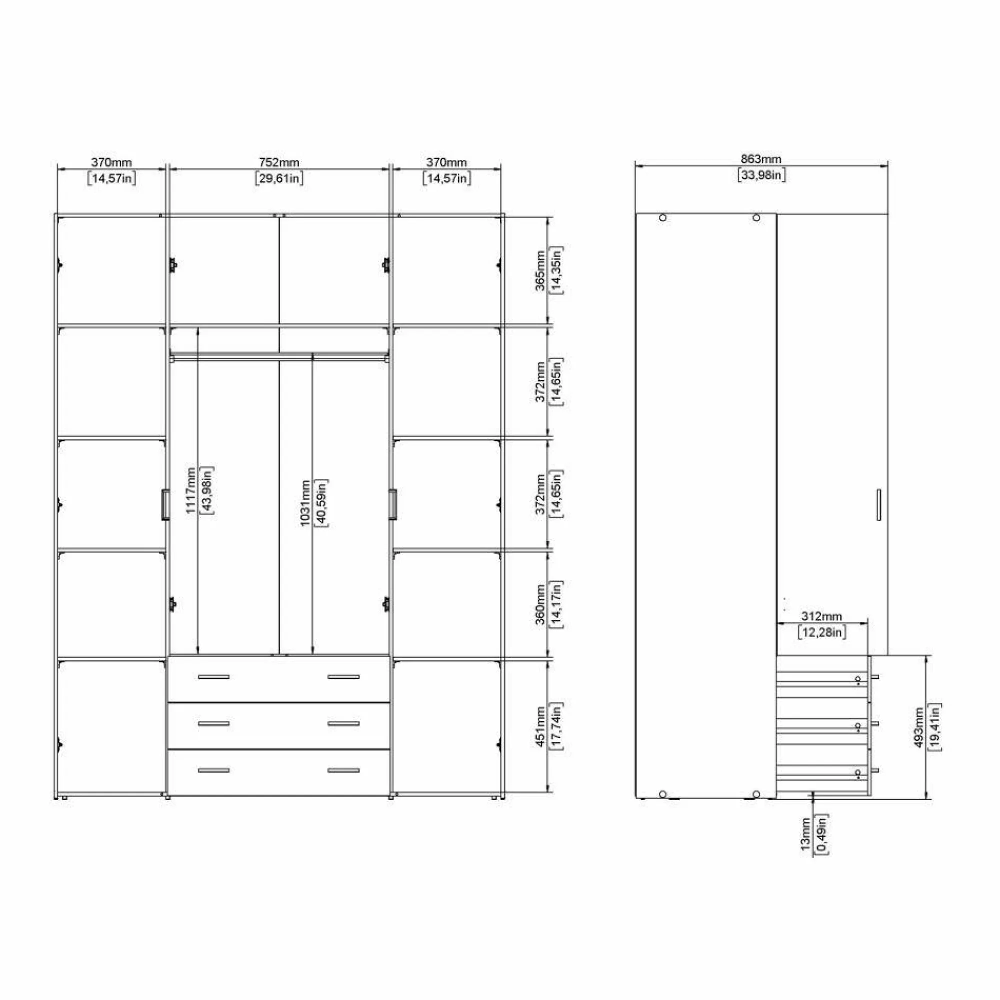 Guardaroba grande Dseren, 154x50 h200 cm,<Dmora Fashion