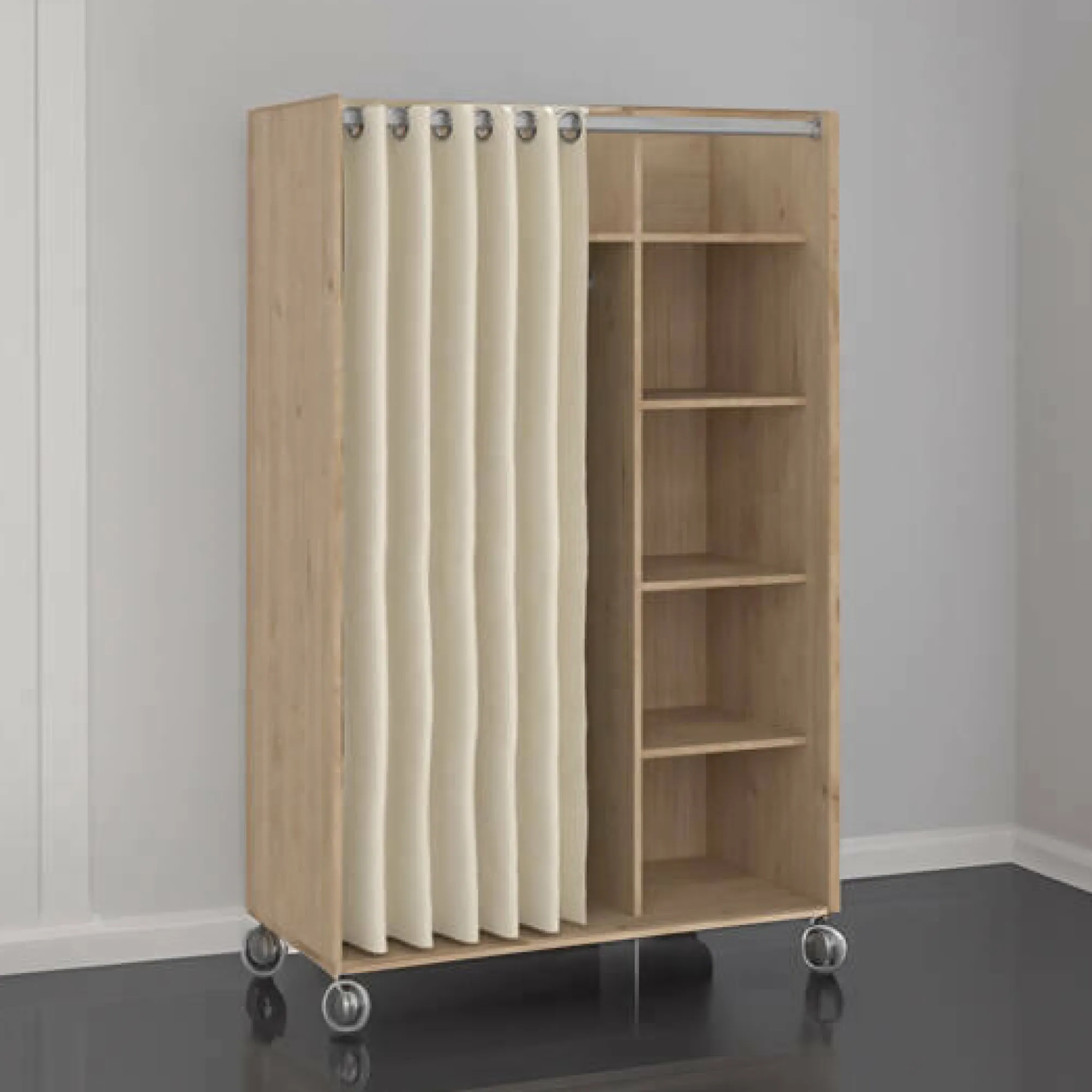 Guardaroba grande Dsesi, 48x100 h160 cm, Rovere e Beige<Dmora Best Sale