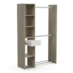 Guardaroba grande Floriana, 118x40 h183 cm, Rovere e Bianco opaco<Dmora Discount