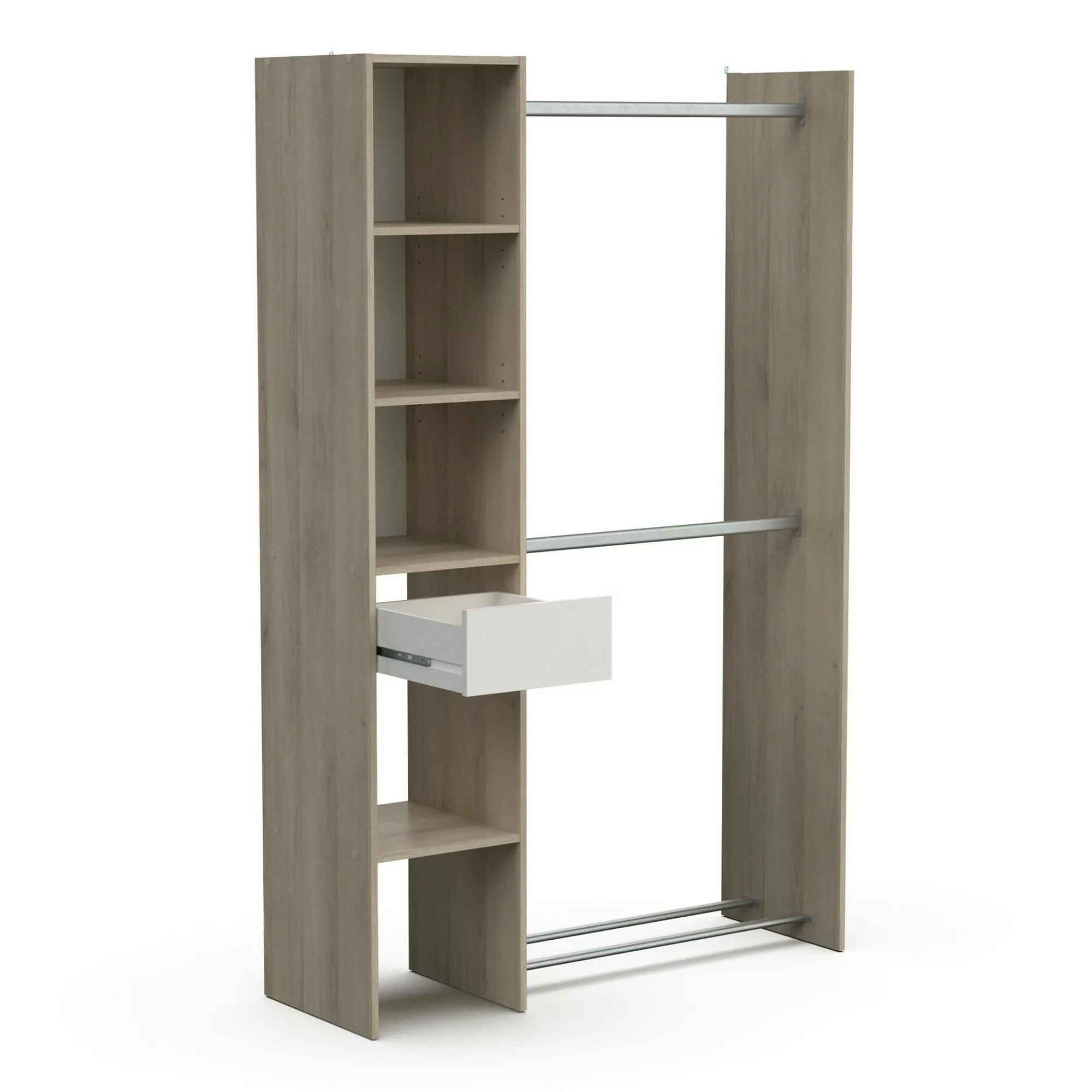 Guardaroba grande Floriana, 118x40 h183 cm, Rovere e Bianco opaco<Dmora Discount