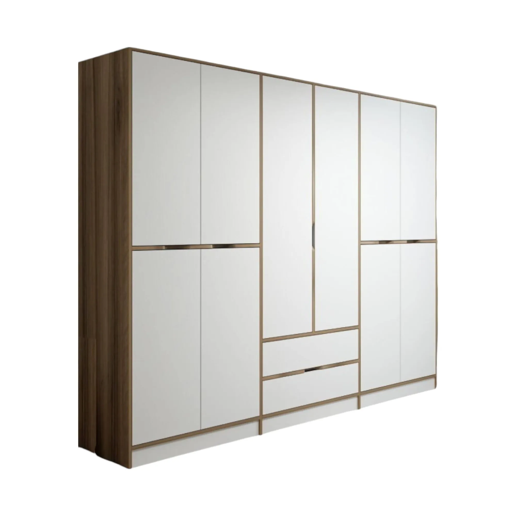 Guardaroba grande Gaspard, 277x52 h208 cm, Bianco e Oro<Dmora Cheap