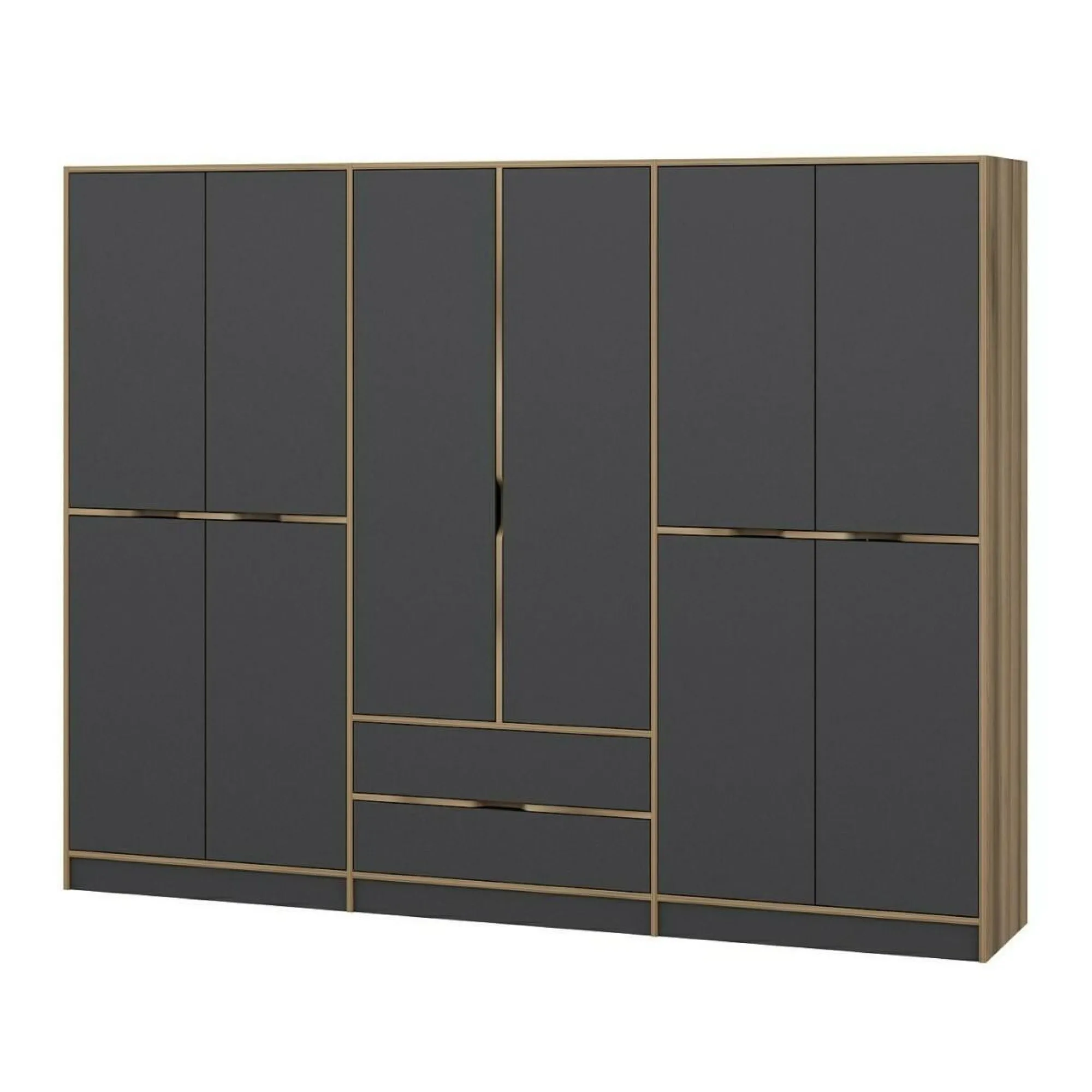 Guardaroba grande Gaspard, 277x52 h208 cm, Nero e Oro<Dmora Online