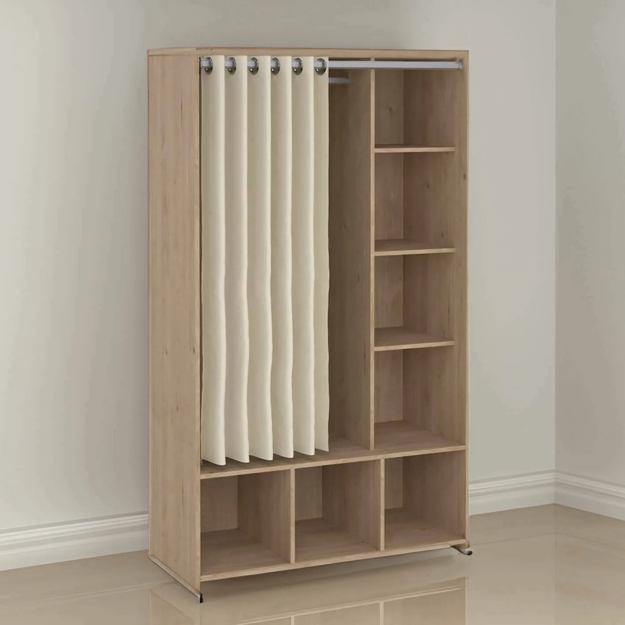 Guardaroba grande Jal, 48x105 h180 cm, Rovere e Beige<Dmora Cheap