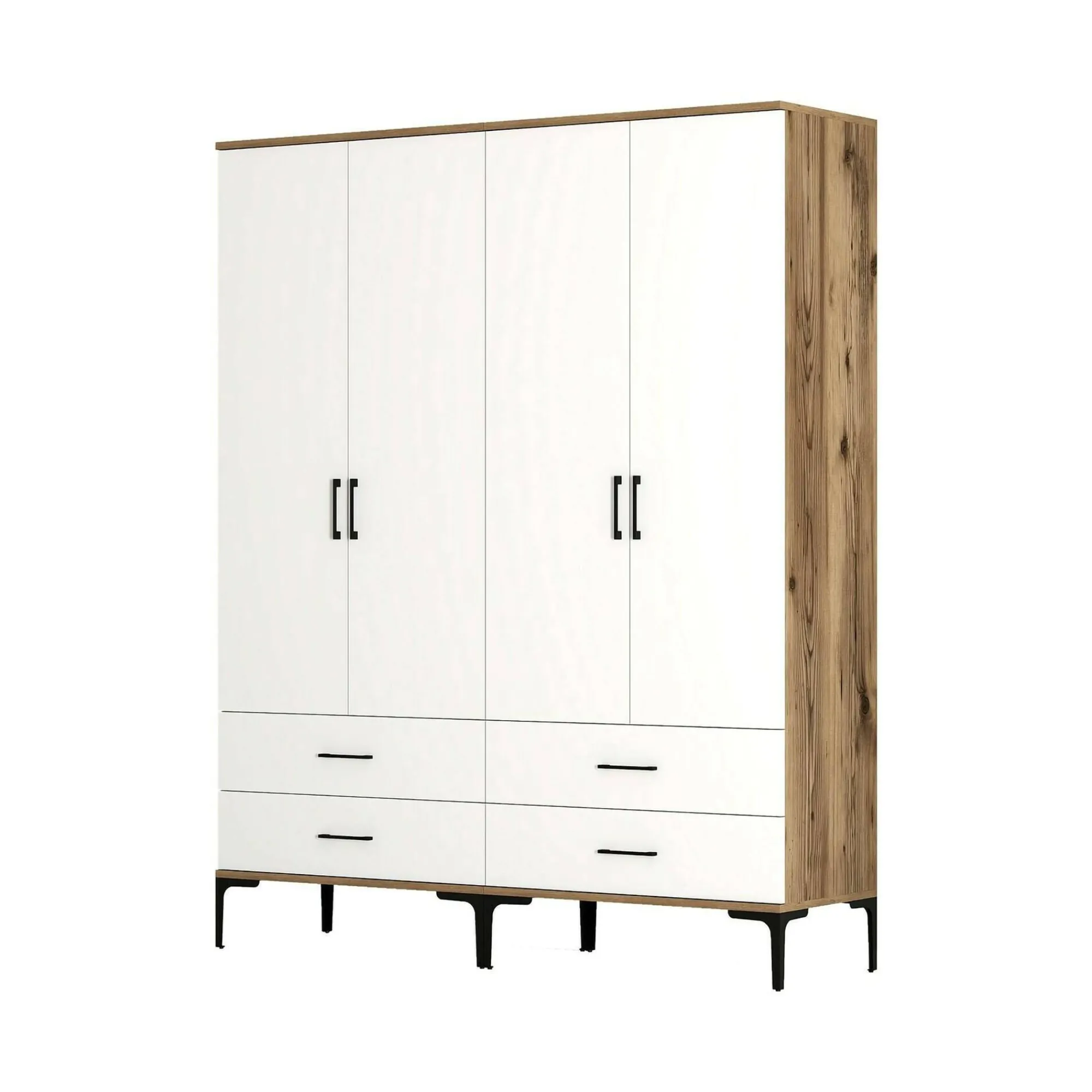 Guardaroba grande Katrin, 160x201h48 cm, Noce e Bianco<Dmora Store