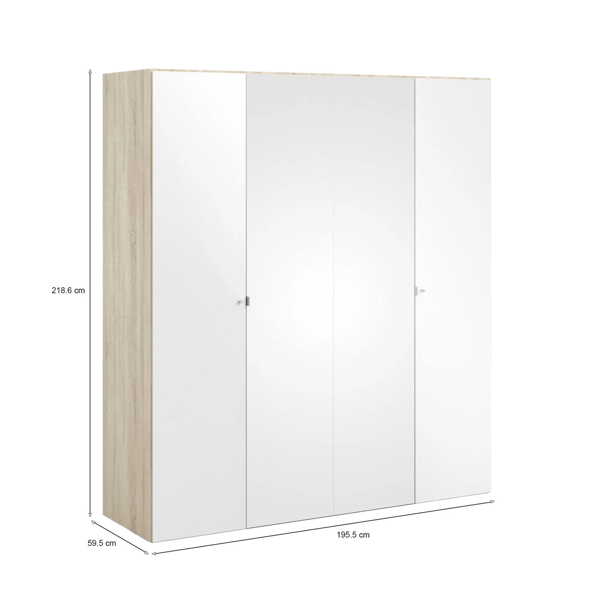 Guardaroba grande Keila, 196x60 h219 cm, Quercia e Bianco<Dmora Best