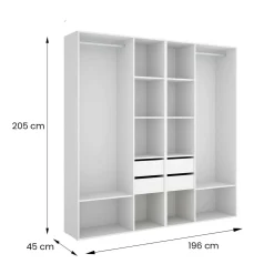 Guardaroba grande Mala, 196x45 h205 cm, Bianco e Rovere<Dmora Cheap