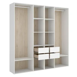 Guardaroba grande Mala, 196x45 h205 cm, Bianco e Rovere<Dmora Cheap