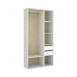 Guardaroba grande Maon, 98x45 h205 cm, Bianco e Rovere<Dmora Sale
