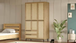 Guardaroba grande Nangka, 112x55 h196 cm, Noce e Quercia<Dmora Sale