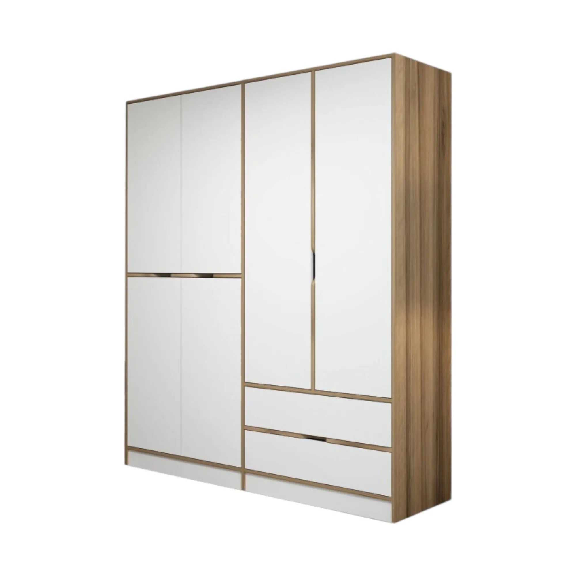 Guardaroba grande Odalys, 185x52 h208 cm, Bianco e Oro<Dmora Online