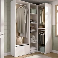 Guardaroba grande Tobias, 145x85 h205 cm, Bianco e Rovere<Dmora Shop
