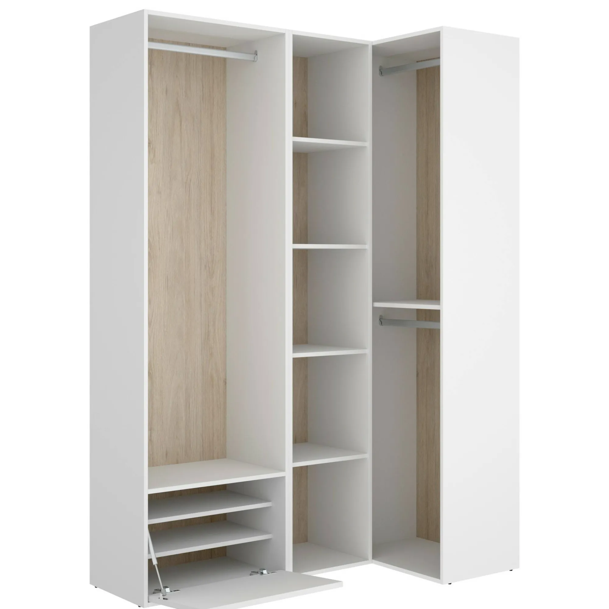Guardaroba grande Tobias, 145x85 h205 cm, Bianco e Rovere<Dmora Shop