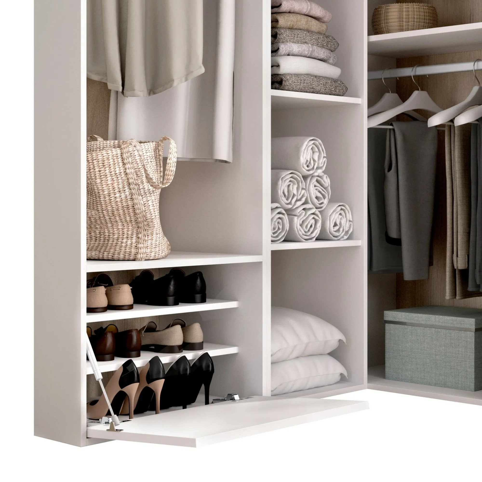 Guardaroba grande Tobias, 145x85 h205 cm, Bianco e Rovere<Dmora Shop