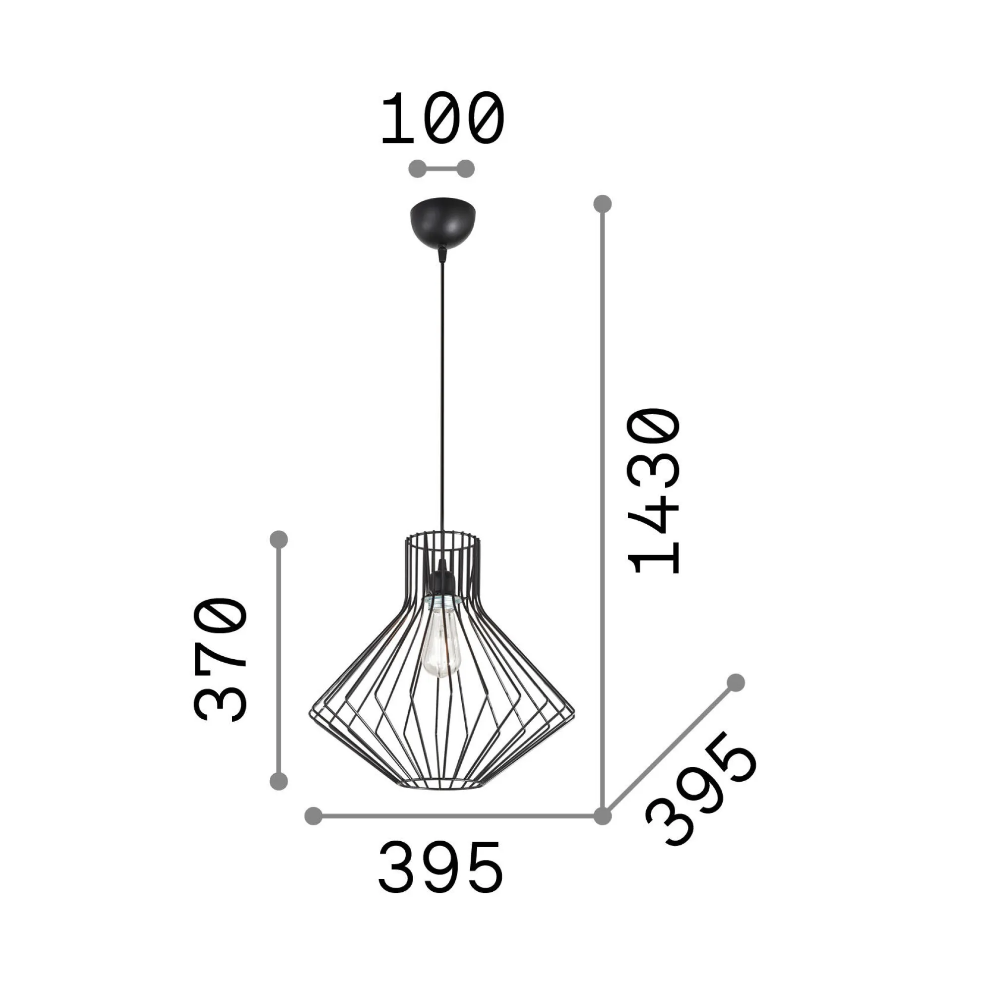 Ideal-Lux - Lampada a sospensione AMPOLLA-4 SP1 , Made in Italy, 40 x 40 x h62 cm,<Dmora New