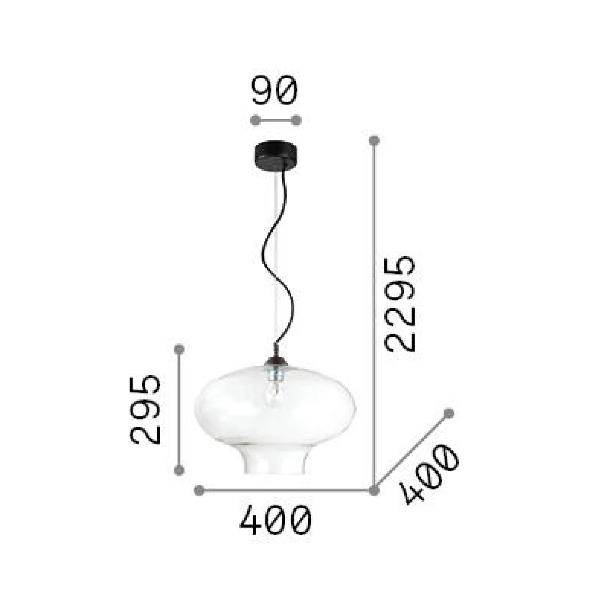 Ideal-Lux - Lampada a sospensione BISTRO' SP1 ROUND , 40 x 40 x h55 cm,<Dmora Store