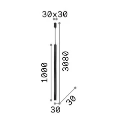Ideal-Lux - Lampada a sospensione ULTRATHIN SP D100 SQUARE ON-OFF , 3 x 3 x h125 cm,<Dmora Shop