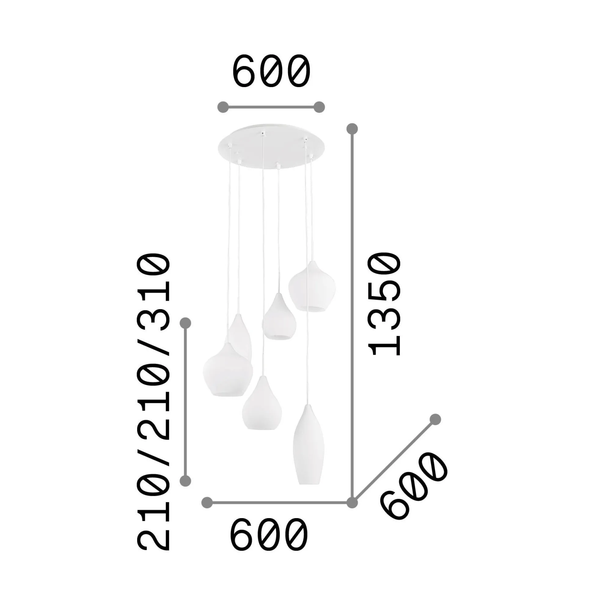 Ideal-Lux - Lampada a sospensione SOFT SP6 FUME', 60 x 60 x h56 cm,<Dmora Sale