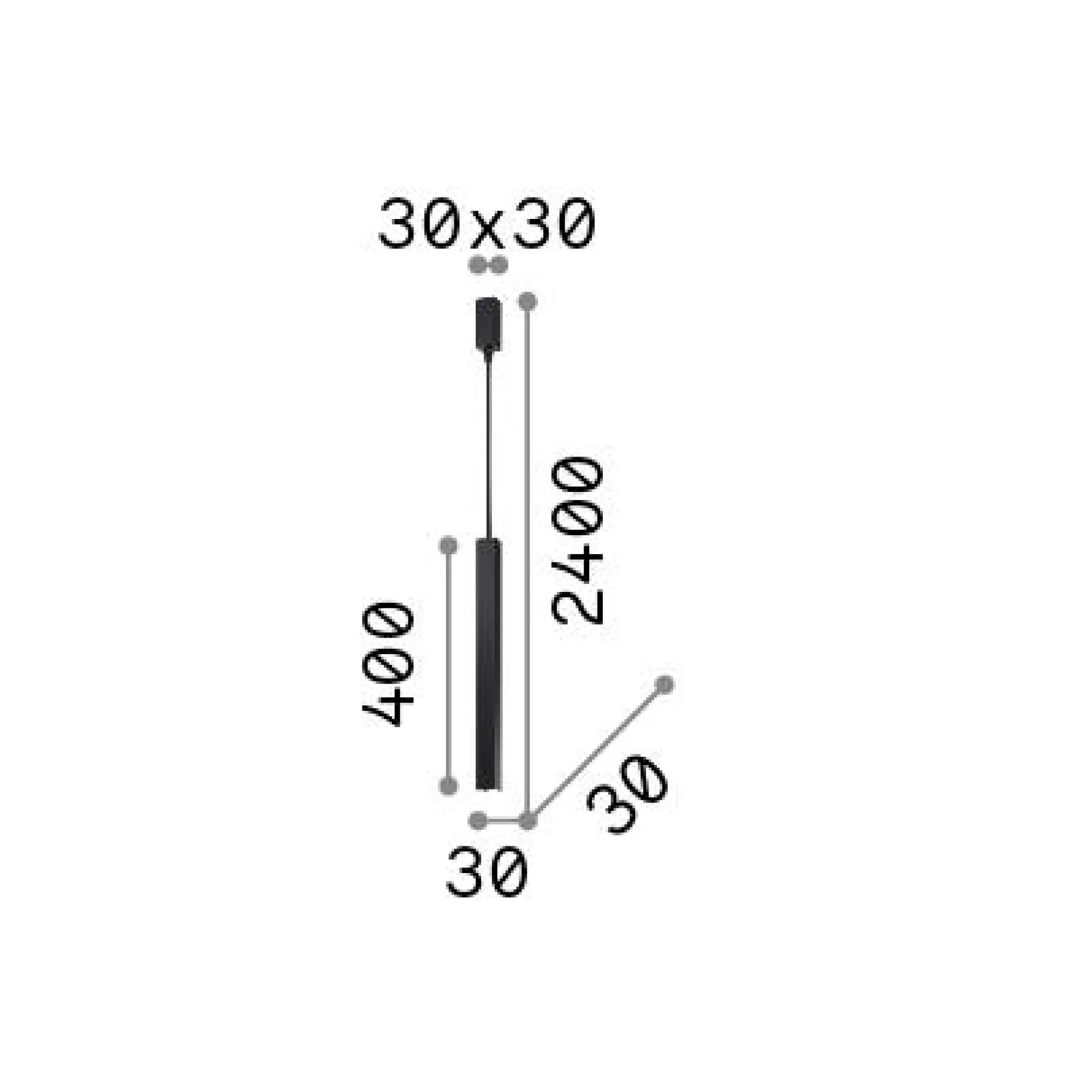 Ideal-Lux - Lampada a sospensione ULTRATHIN SP D040 SQUARE ON-OFF , 3 x 3 x h65 cm,<Dmora New