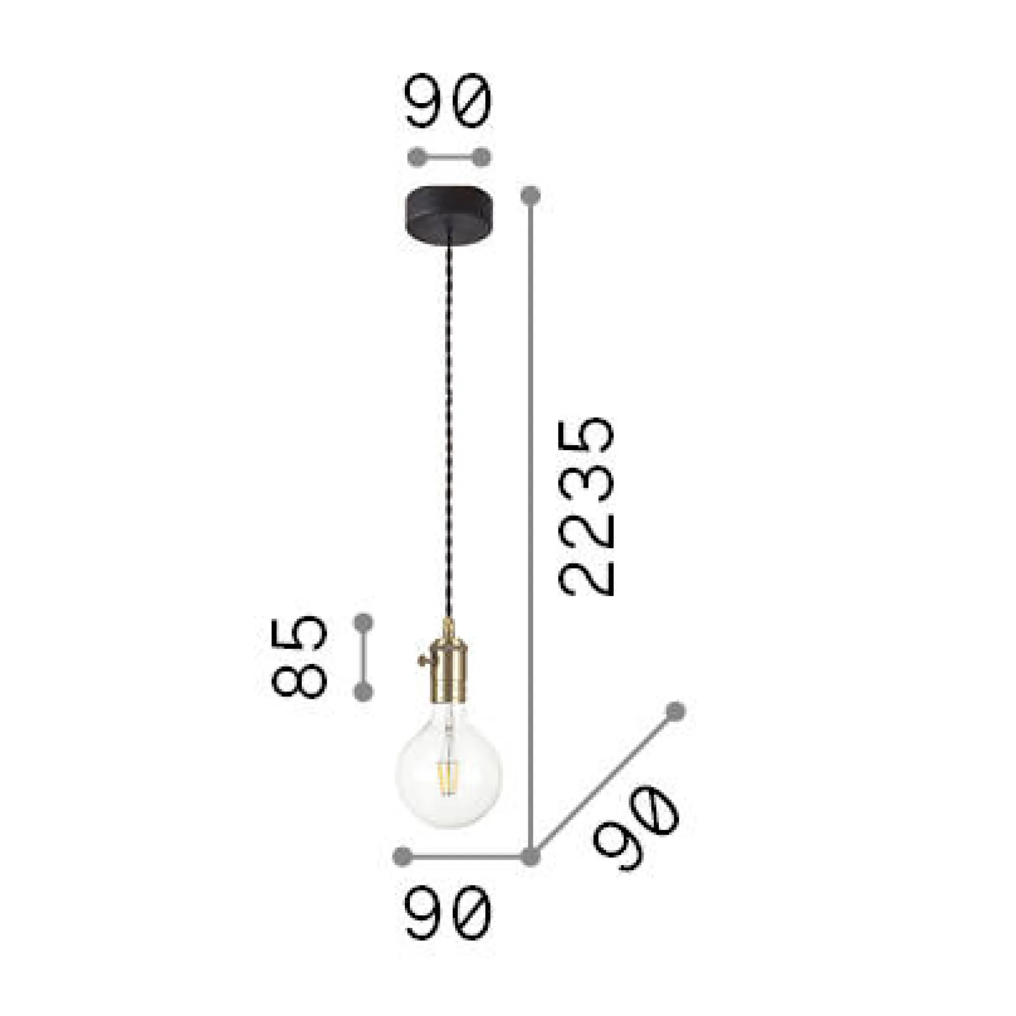 Ideal-Lux - Lampada a sospensione FRIDA SP1 BRUNITO, 9 x 9 x h32 cm,<Dmora Best Sale