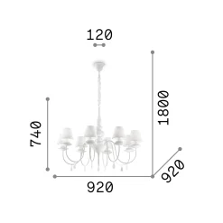 Ideal-Lux - Lampada a sospensione BLANCHE SP8 , 92 x 92 x h99 cm,<Dmora Clearance
