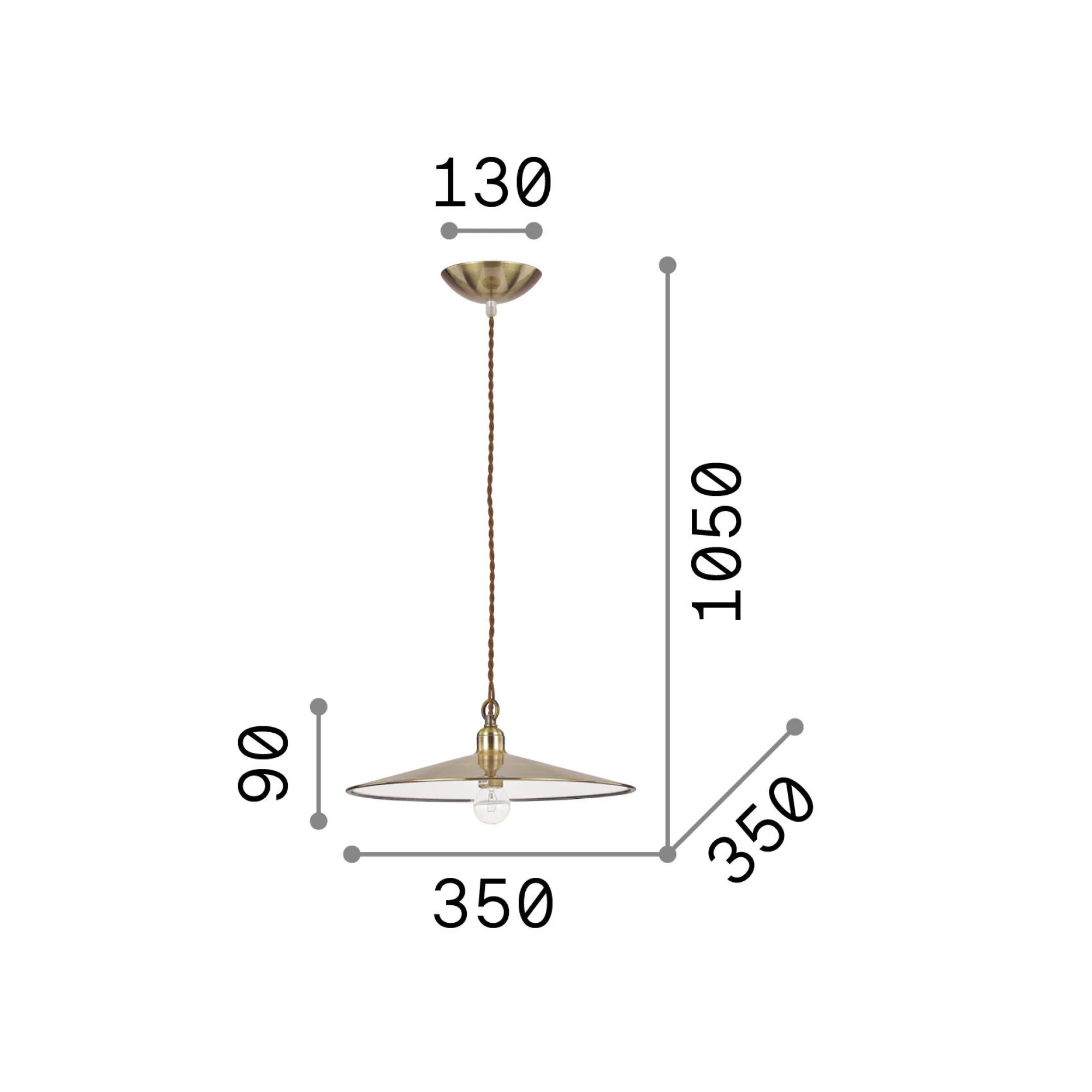 Ideal-Lux - Lampada a sospensione CANTINA SP1 BRUNITO, 35 x 35 x h34 cm,<Dmora Fashion