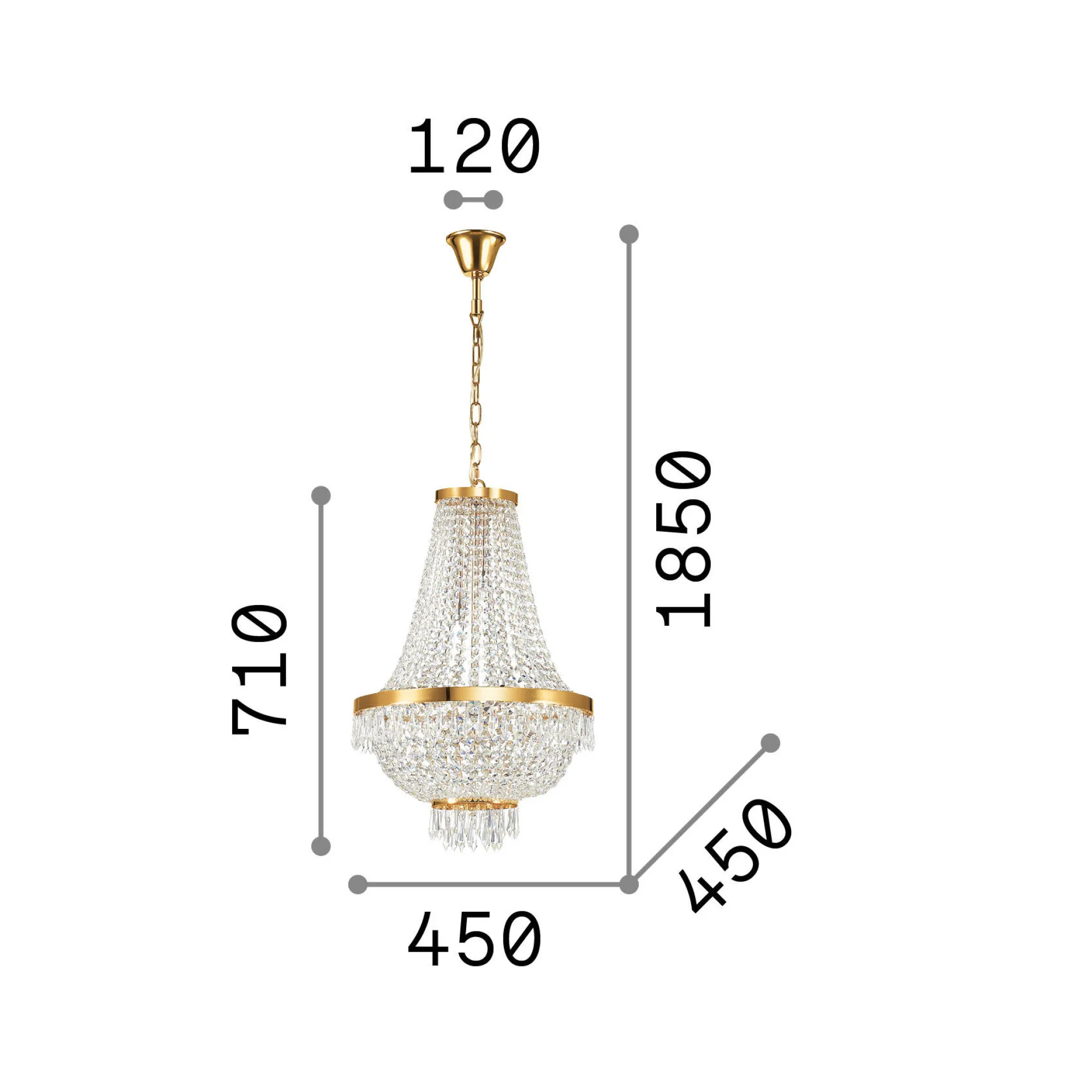 Ideal-Lux - Lampada a sospensione CAESAR SP9 , 45 x 45 x h96 cm,<Dmora Hot