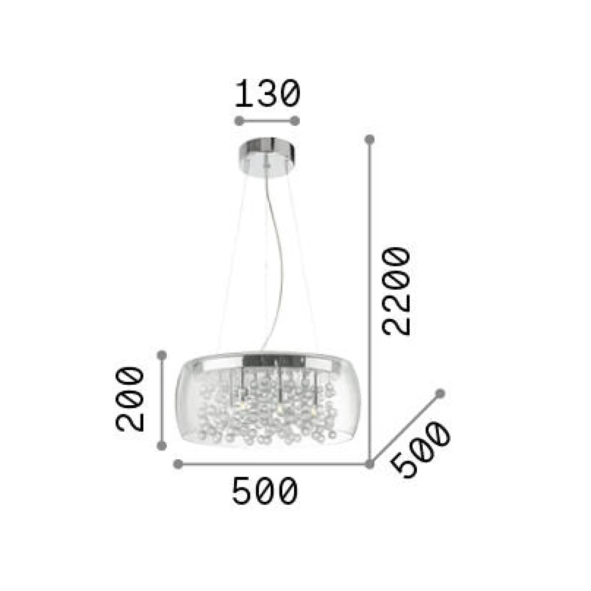 Ideal-Lux - Lampada a sospensione AUDI-80 SP8 , 50 x 50 x h45 cm,<Dmora Clearance