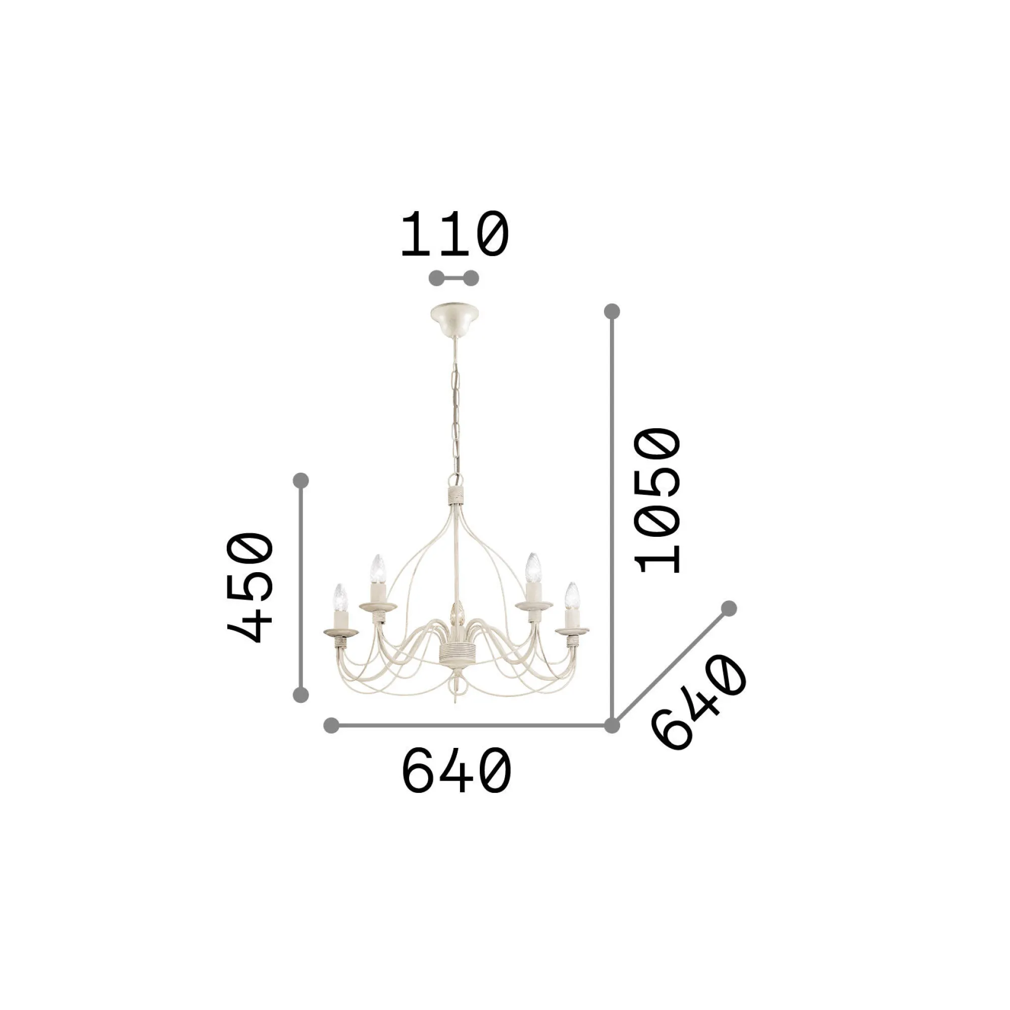 Ideal-Lux - Lampada a sospensione CORTE SP5 , Made in Italy, 64 x 64 x h70 cm,<Dmora Best