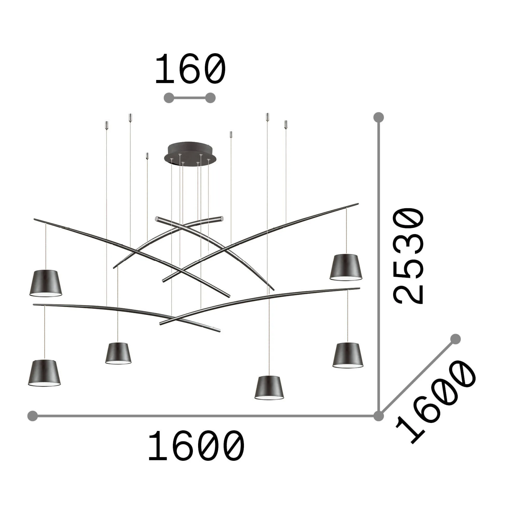 Ideal-Lux - Lampada a sospensione FISH SP6, 160 x 160 x h253 cm,<Dmora Hot