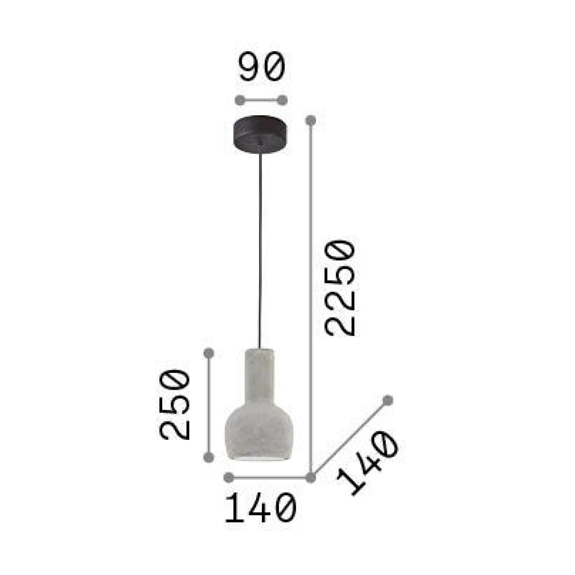 Ideal-Lux - Lampada a sospensione OIL-3 SP1, 14 x 14 x h50 cm,<Dmora Sale
