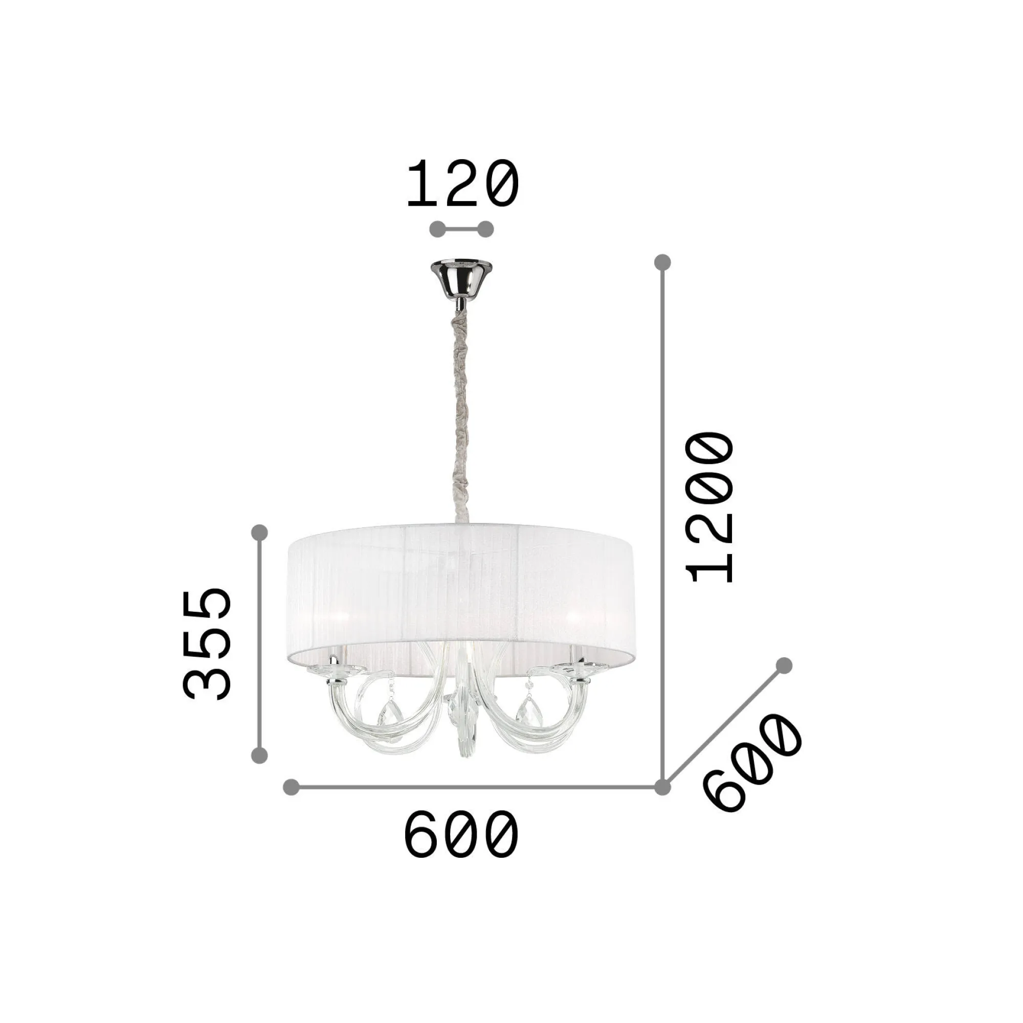 Ideal-Lux - Lampada a sospensione SWAN SP3, 60 x 60 x h61 cm,<Dmora Store
