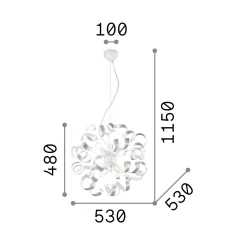 Ideal-Lux - Lampada a sospensione VORTEX SP6 , Made in Italy, 53 x 53 x h73 cm,<Dmora Online
