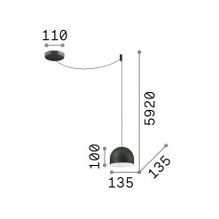 Ideal-Lux - Lampada a sospensione TALL SP1 BIG , 14 x 14 x h35 cm,<Dmora Hot
