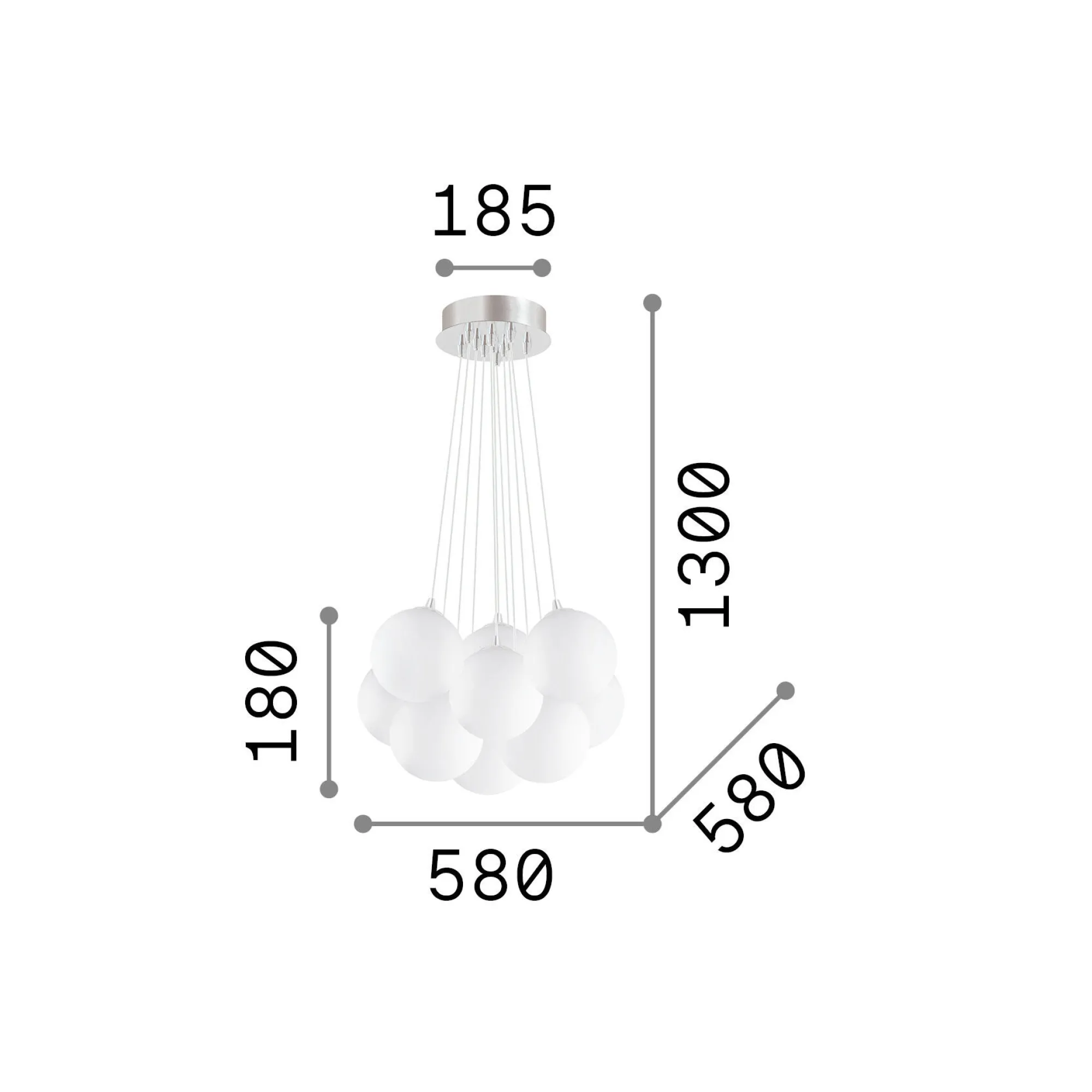 Ideal-Lux - Lampada a sospensione MAPA PLUS SP11, 58 x 58 x h43 cm,<Dmora Flash Sale
