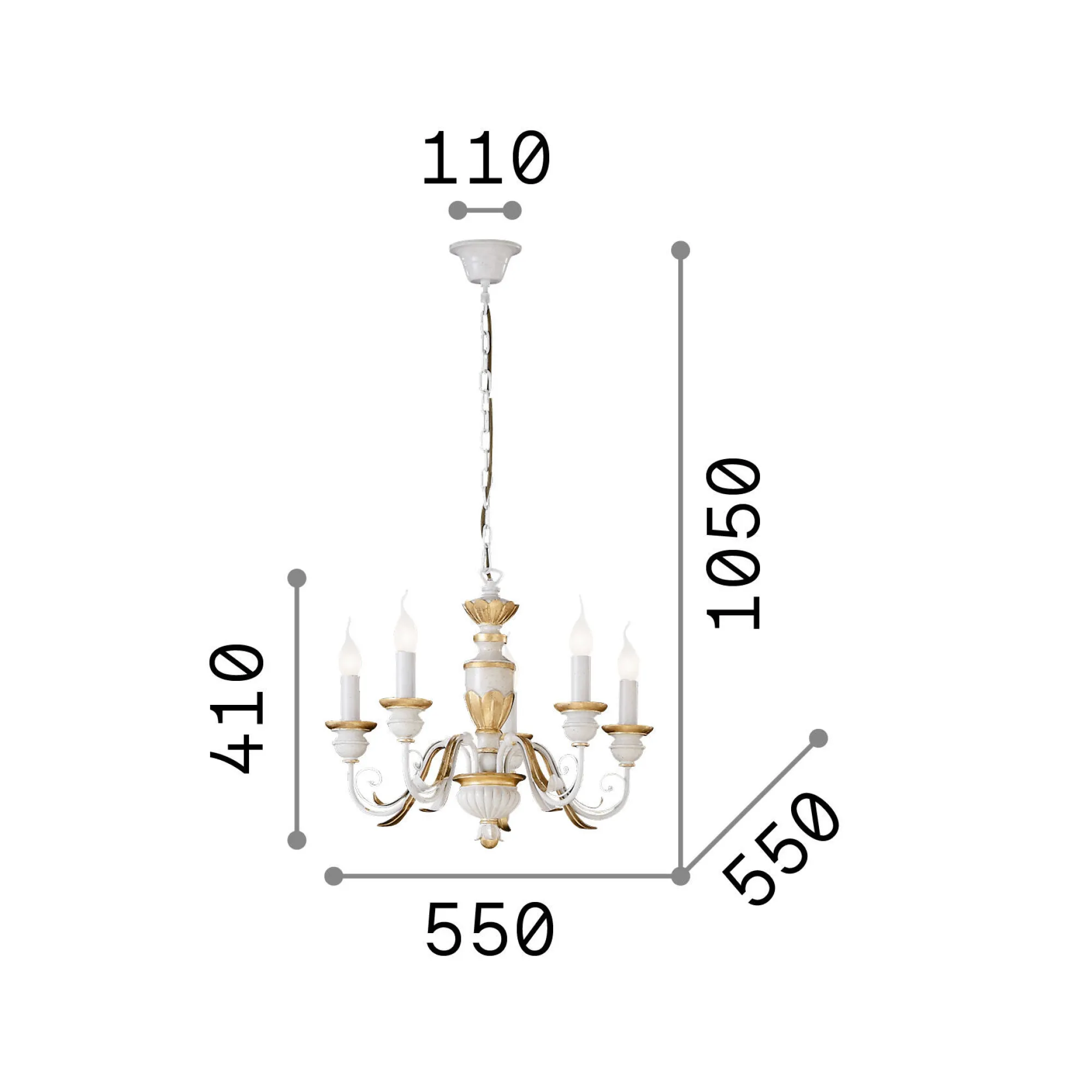 Ideal-Lux - Lampada a sospensione FIRENZE SP5 , 55 x 55 x h66 cm,<Dmora Shop
