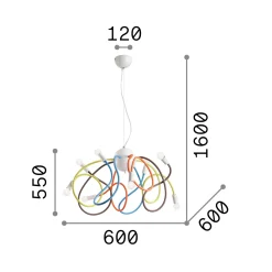 Ideal-Lux - Lampada a sospensione MULTIFLEX SP8 COLOR, 60 x 60 x h80 cm,<Dmora Online