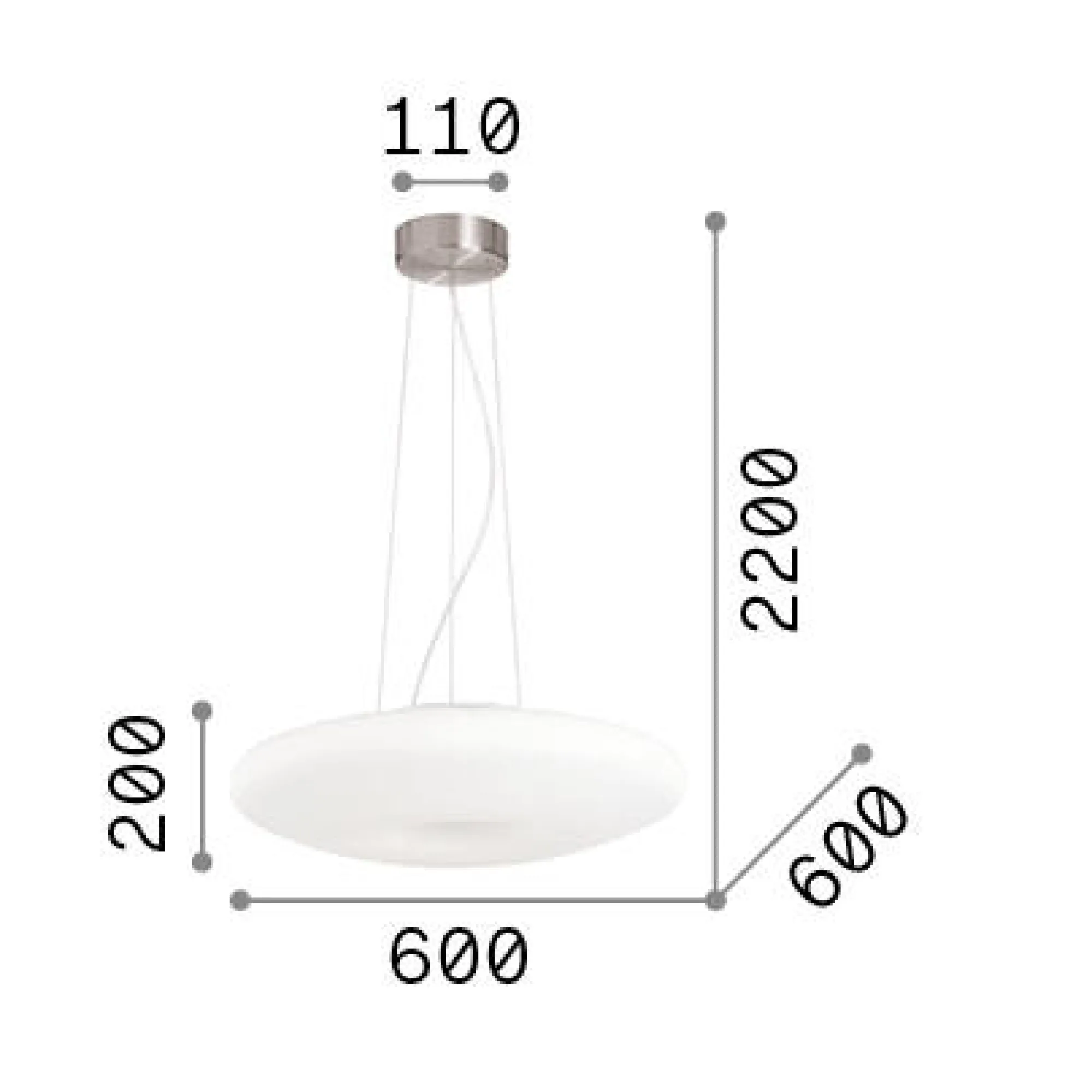 Ideal-Lux - Lampada a sospensione GLORY SP5 D60, 60 x 60 x h45 cm,<Dmora Outlet