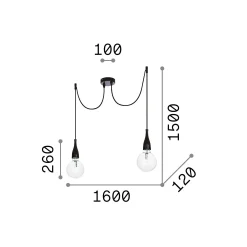Ideal-Lux - Lampada a sospensione MINIMAL SP2 OPACO, 160 x 12 x h51 cm,<Dmora Outlet