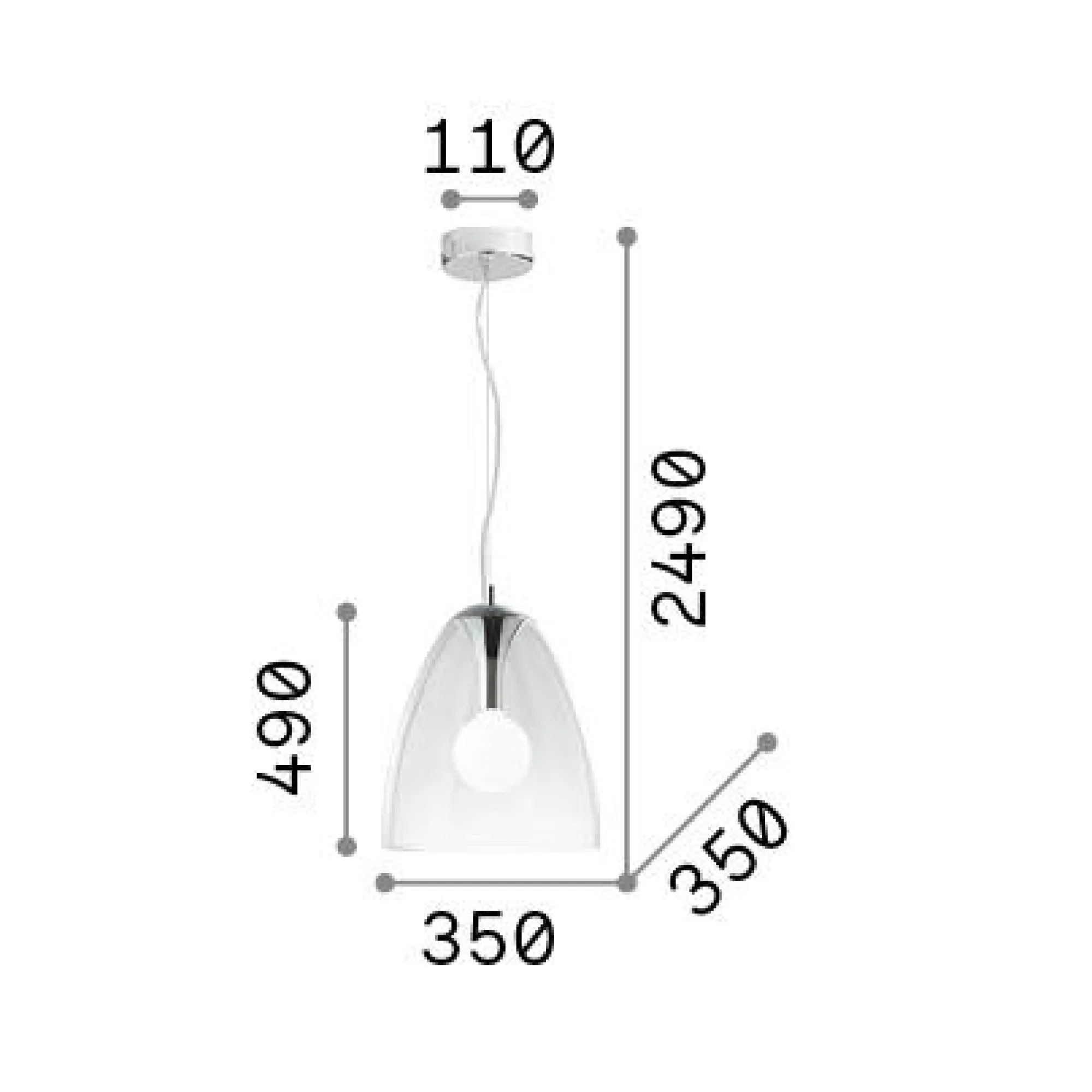 Ideal-Lux - Lampada a sospensione AUDI-20 SP1 , 35 x 35 x h74 cm,<Dmora Clearance