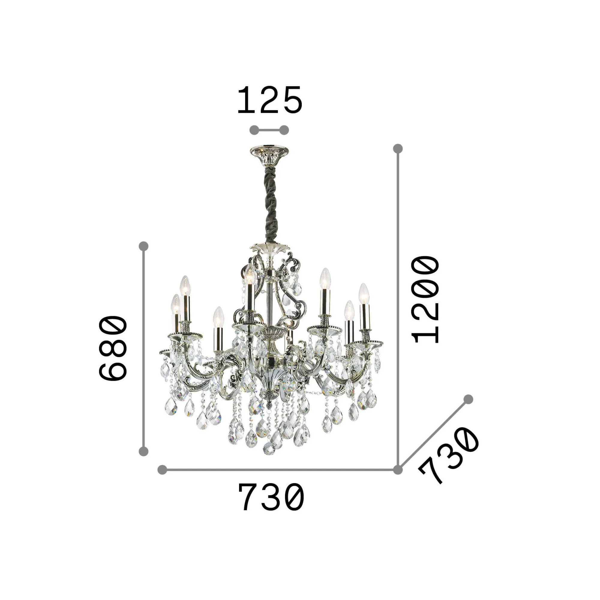 Ideal-Lux - Lampada a sospensione GIOCONDA SP8 , 73 x 73 x h93 cm,<Dmora Best Sale