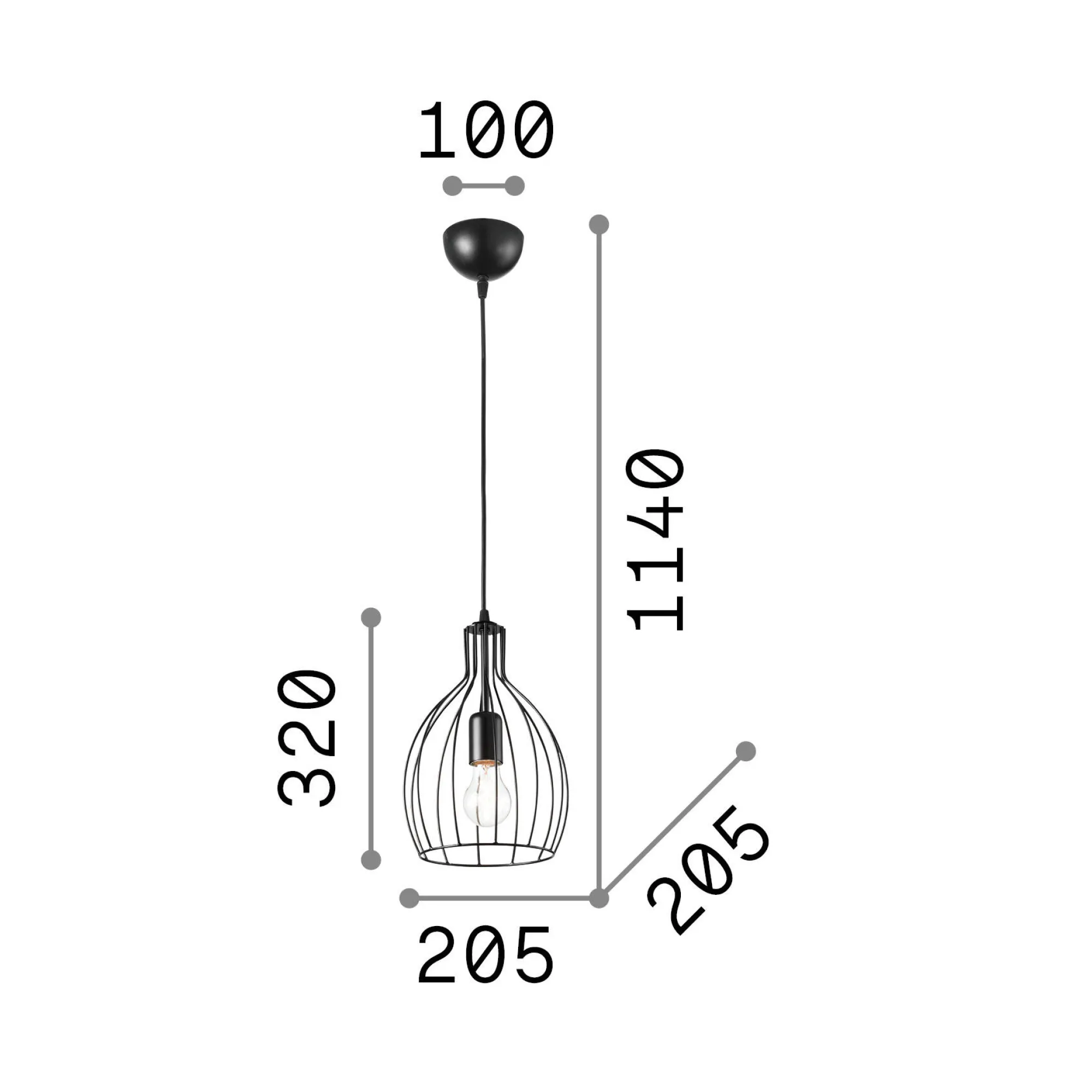 Ideal-Lux - Lampada a sospensione AMPOLLA-2 SP1 , Made in Italy, 21 x 21 x h57 cm,<Dmora Cheap