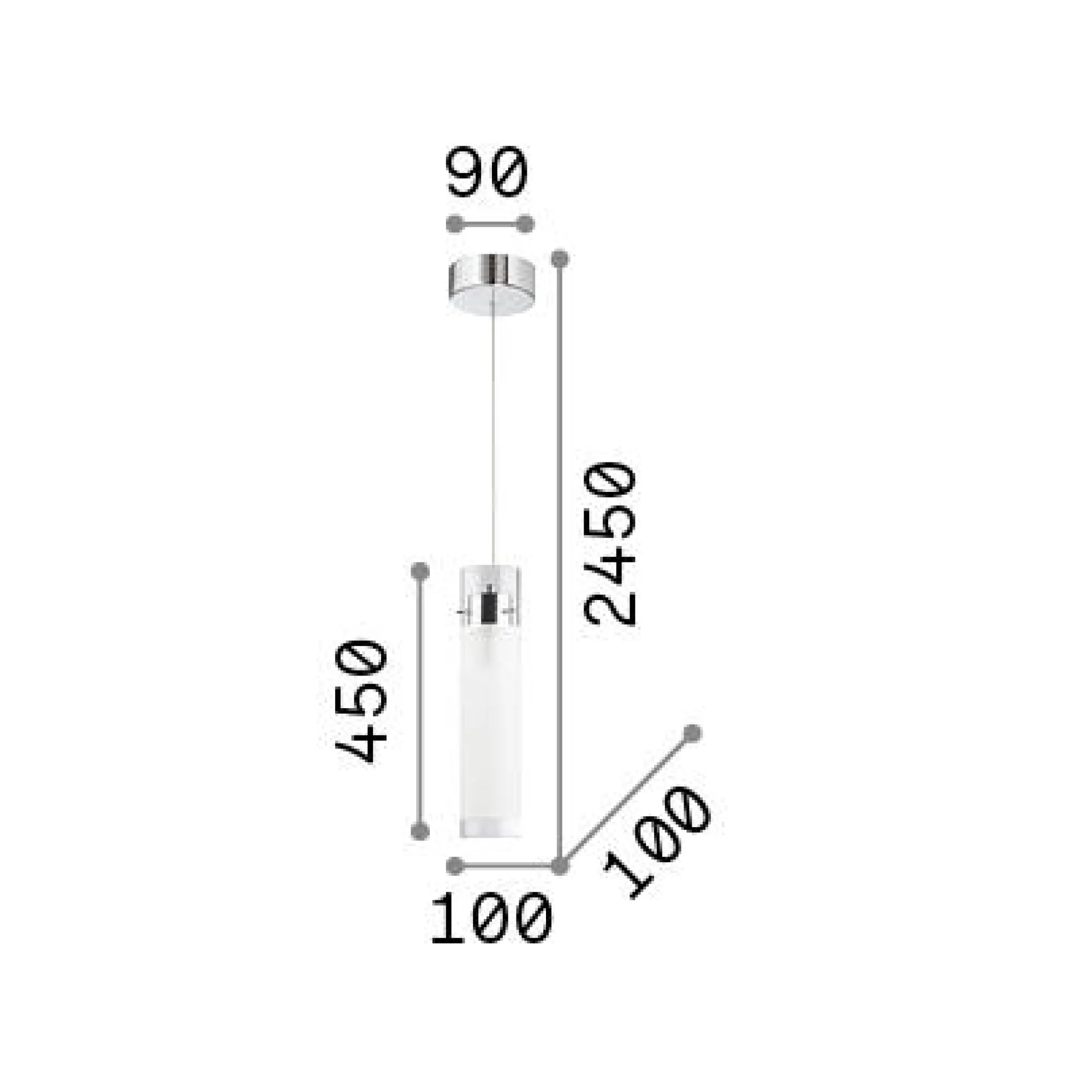Ideal-Lux - Lampada a sospensione FLAM SP1 BIG, 10 x 10 x h70 cm,<Dmora Discount